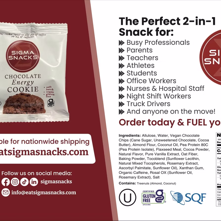 12 Pack - Chocolate Sigma Snacks Energy Cookies - Image 4