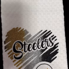 Steelers Hand Towel | Black & Gold Waffle Weave Cotton, Pittsburgh Fan Gift